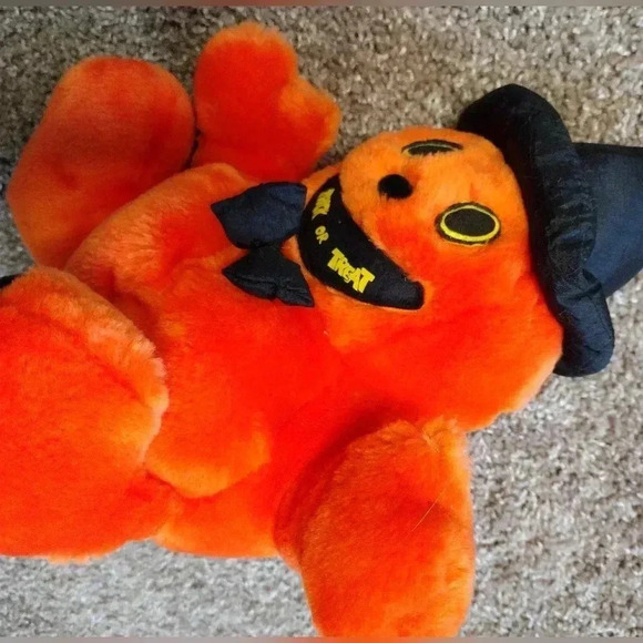 Chrisha Orange Jack O' Lantern pumpkin Playful Plush Vintage 1988 - Picture 9 of 12